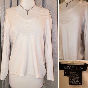 Etcetera Vintage Sweater Silk Cashmere Ivory Scoop Neck
